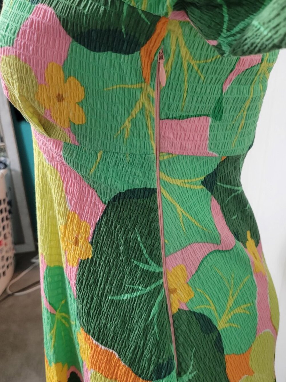 Kate Spade Cucumber Botanical Crepe 60s 70s Retro Hippie Fairycore Swing Dress - Picture 6 of 12